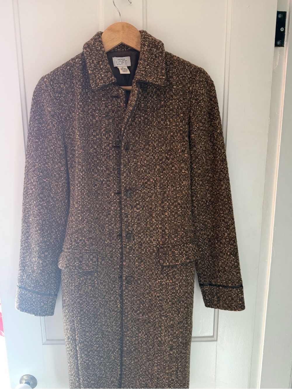 LOFT Woman’s Brown Tweed Long Coat & skirt